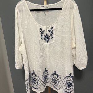 Belle Tweed Embroidered-Looking Blouse 26w/28W